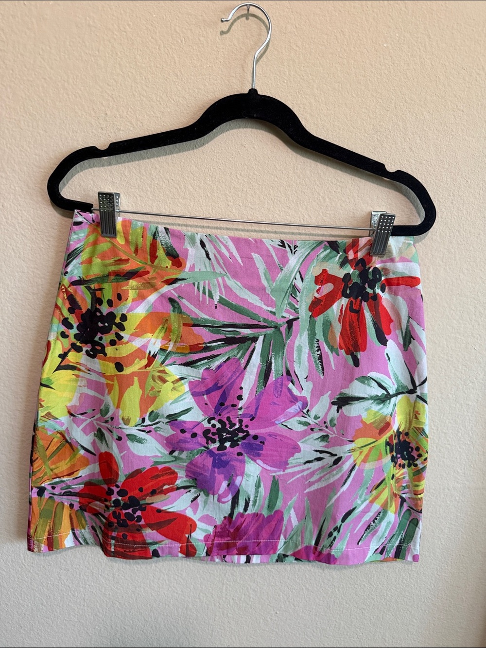 8 by YOOX Floral Print Mini Skirt - Pink Tropical Bloom
